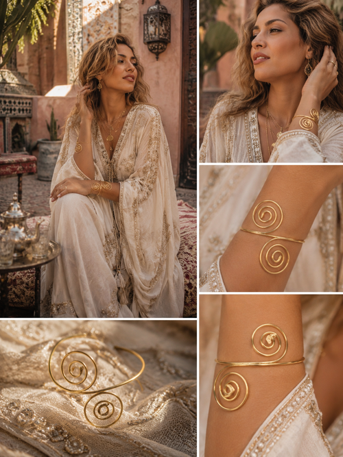 Brazalete Espiral San Rubí – Acero Inoxidable Dorado | Estilo Boho Ibiza