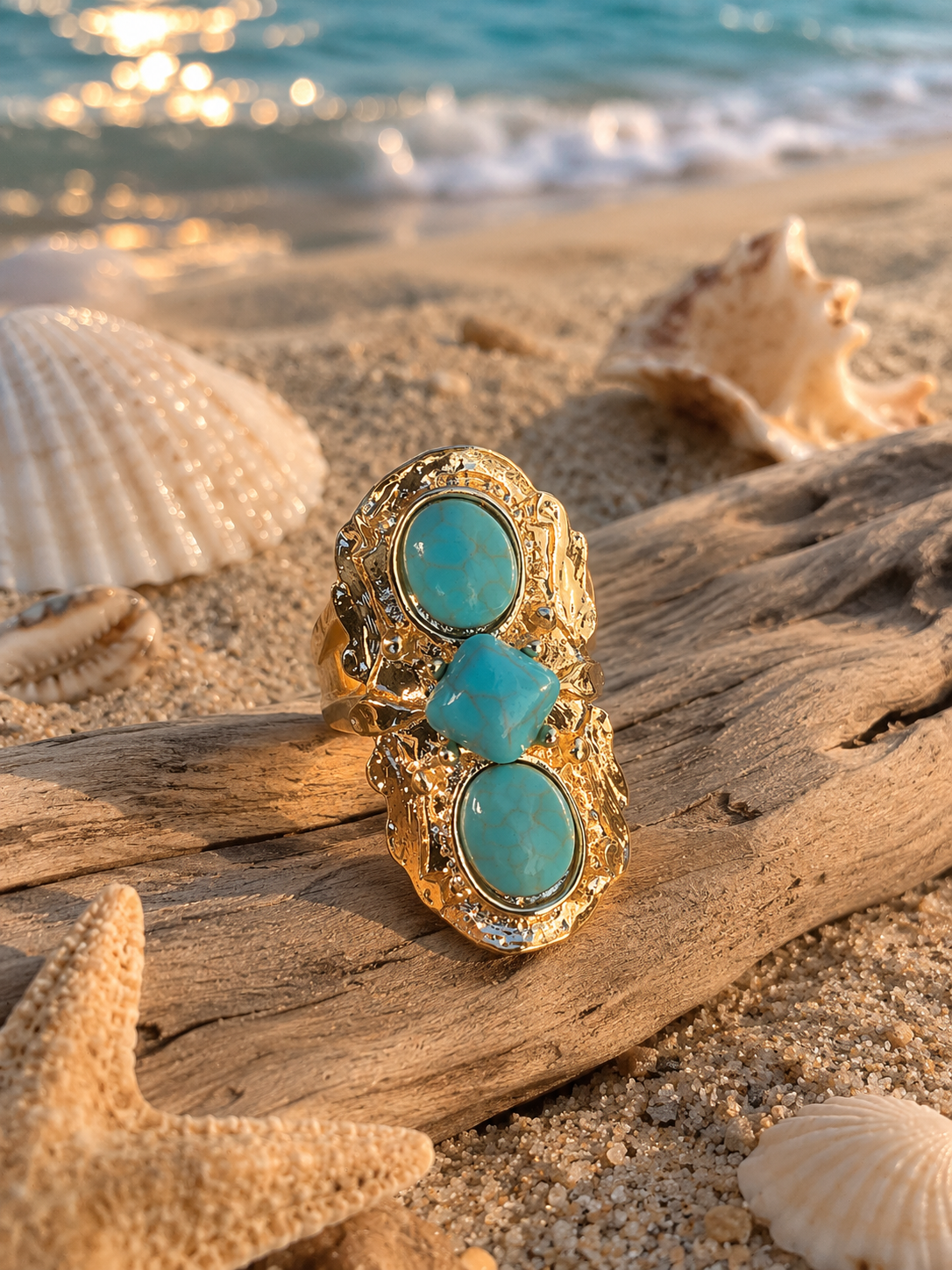 Anillo Ajustable Turquesa Estilo Ibiza | Edición Nuria Ibiza García