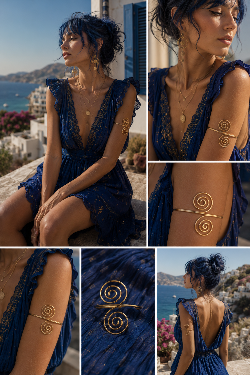 Brazalete Espiral San Rubí – Acero Inoxidable Dorado | Estilo Boho Ibiza