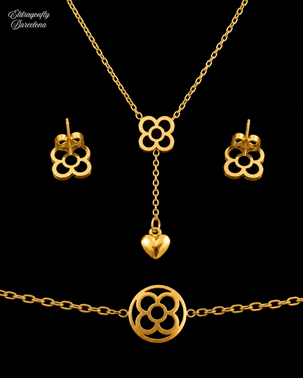 Conjunto Flor de Barcelona Dorado – Edición Eixample