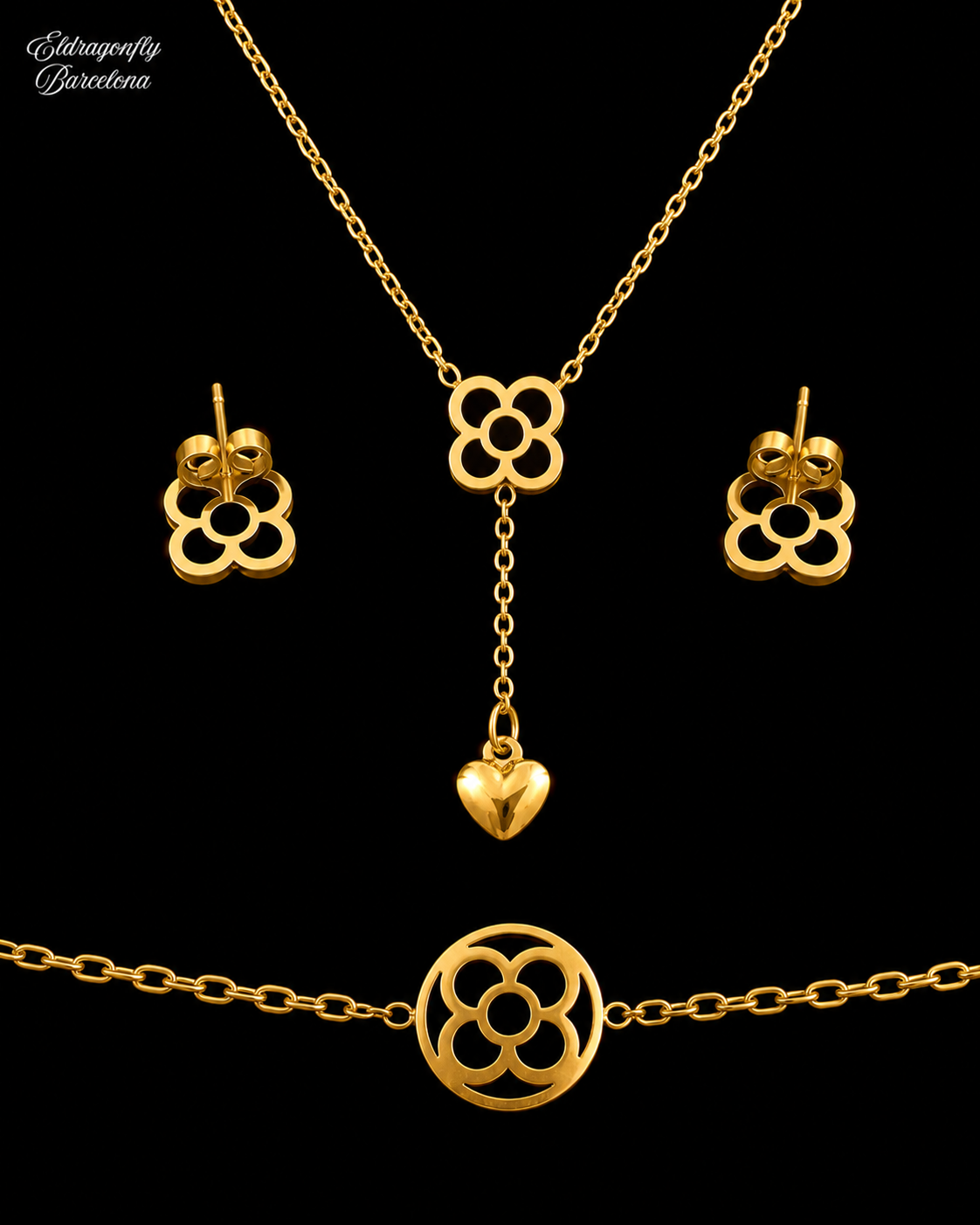 Conjunto Flor de Barcelona Dorado – Edición Eixample
