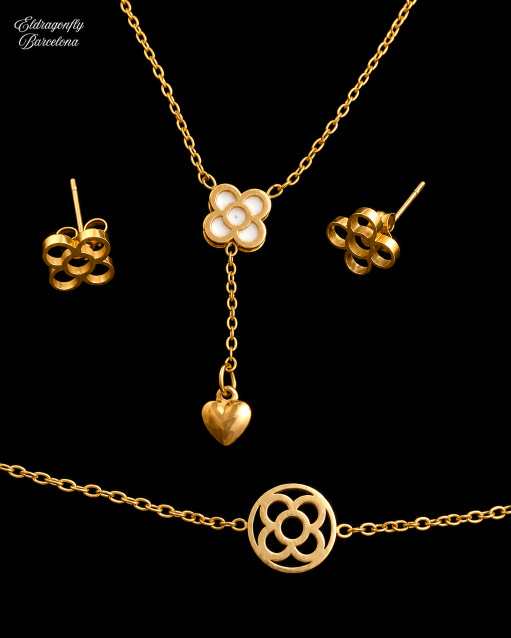 Conjunto Flor de Barcelona Dorado – Edición Eixample