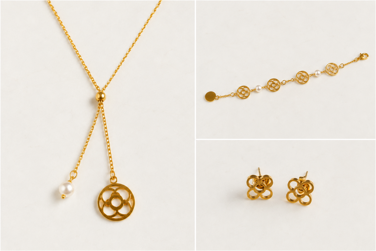 Conjunto Flor de Barcelona Dorado (Conjunto de joyas San Gervasi )
