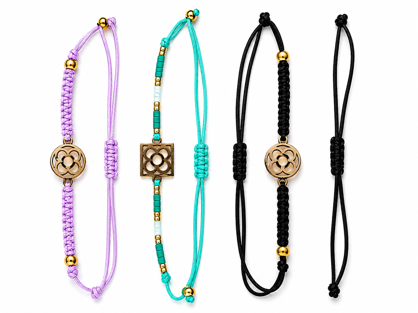 Set de 3 Pulseras Ajustables Flor de Barcelona – Amistad |Colección Valeria