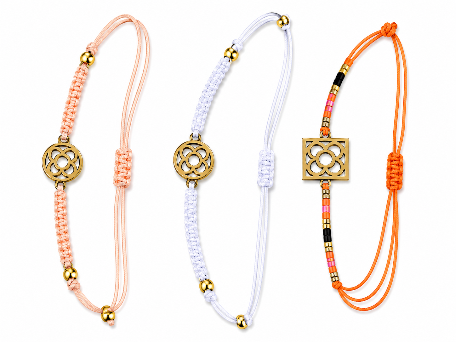Set de 3 Pulseras Ajustables Flor de Barcelona – Amistad |Colección Valeria
