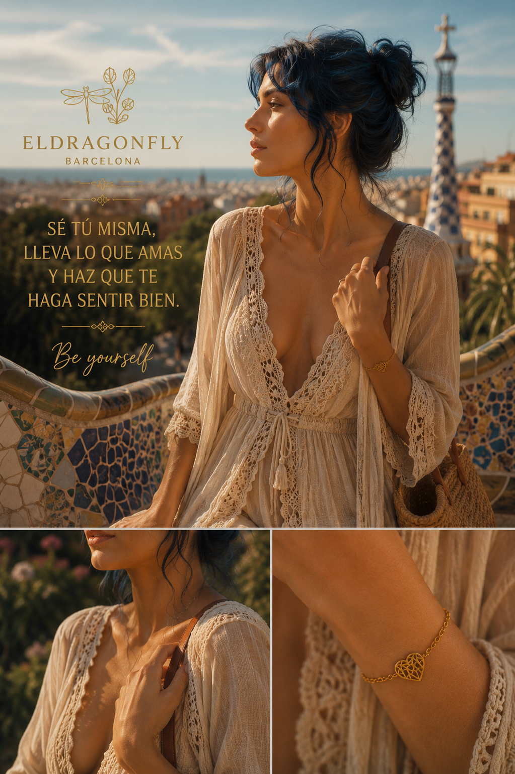 Pulsera luna de cadena de acero para mujer| edición Teresa -luna, corazón y sol
