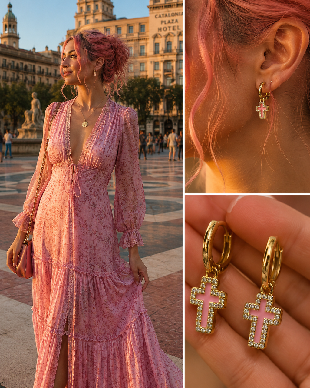Pendientes esmaltados estilo cruz | Edición Emma Lucía